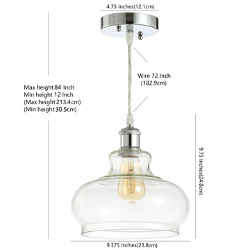 Hampton 9.38" Adjustable Iron/Glass Pharmacy LED Pendant - JONATHAN Y